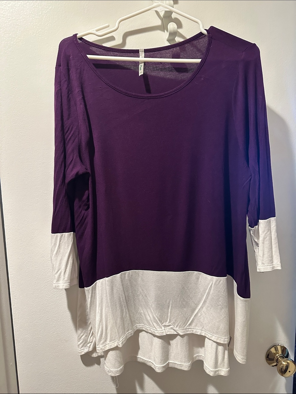 Purple and White Colorblock Women's Tunic Top xl